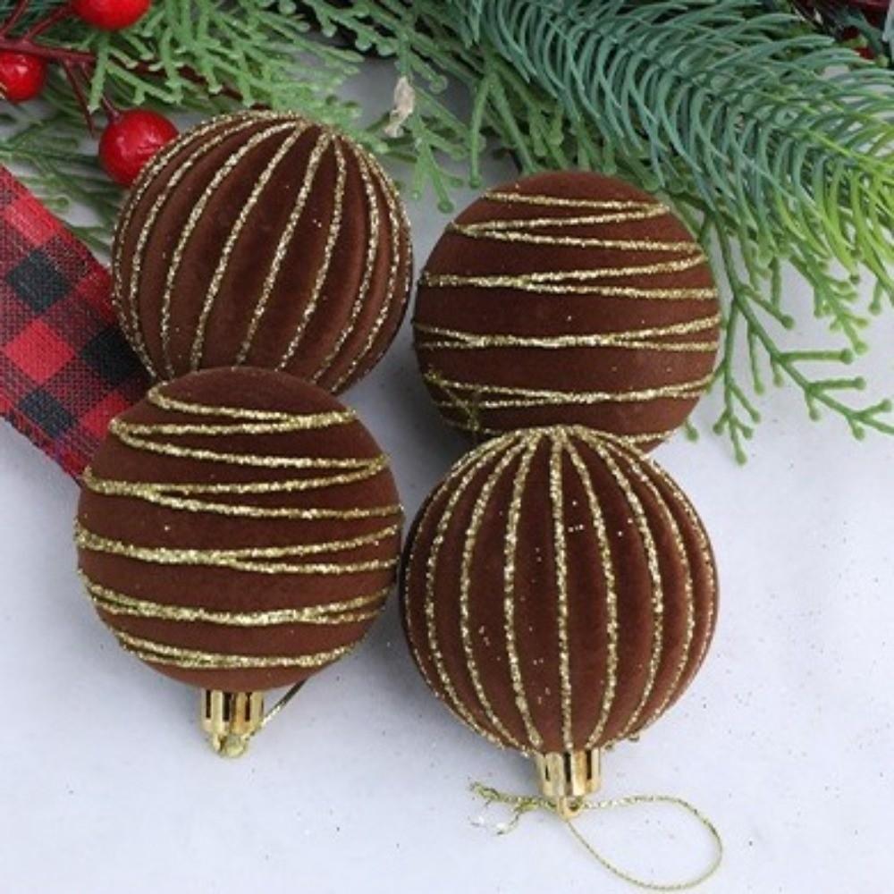 Flocking Christmas Color Balls Hanging Christmas Snowflake Hanging Balls  Party Decor