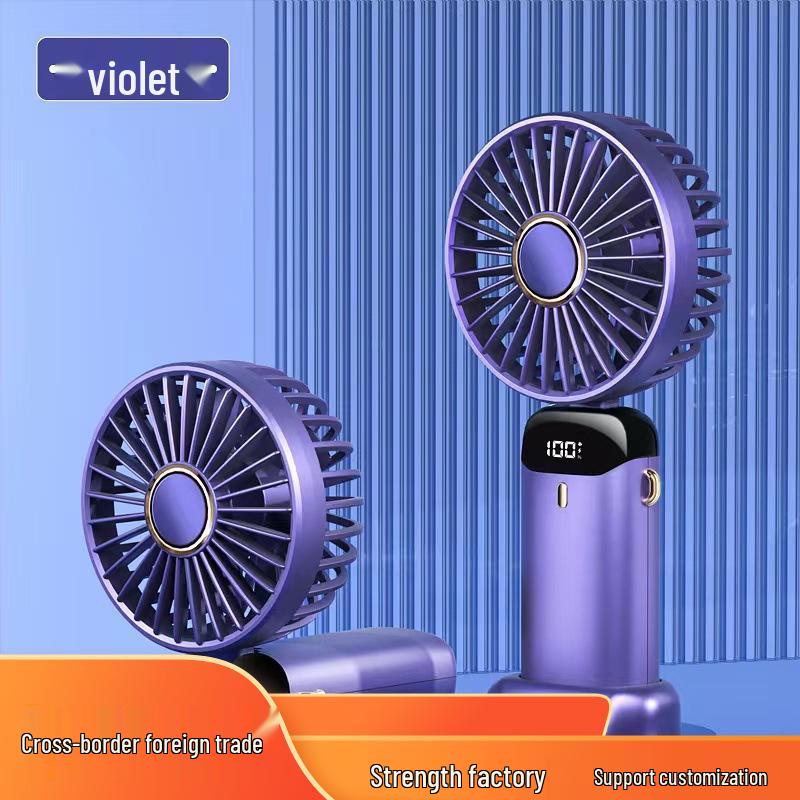 Portable N15 USB Foldable Handheld Fan with Digital Display & Long Battery Life for Desktop or Hanging Neck Use