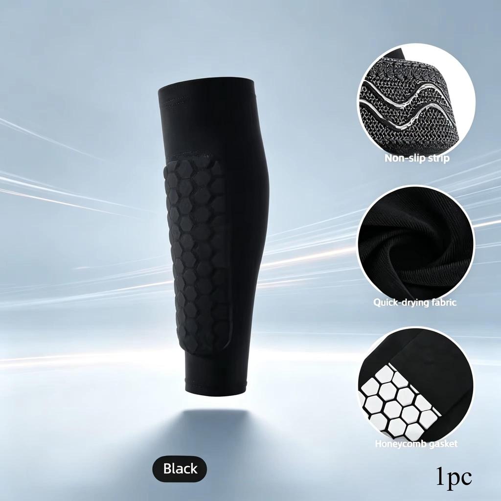 1pc Shin Guards Football Basketball with Honeycomb Padding Breathable Nylon Anti Impact Sport Leg Protectors for Kids Adults 1