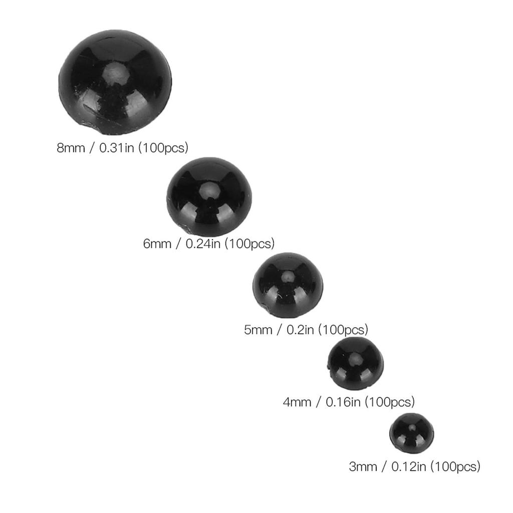 500pcs DIY Artificial Animal Eyes Black Flat Bottom Domed Sewing Crafting Buttons for Doll Kid Toys AccessoriesType 2