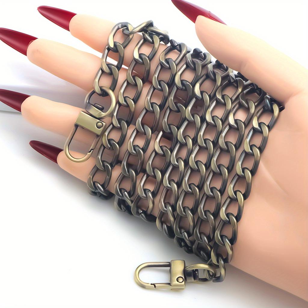 Purse Chain Strap Metal Shoulder Crossbody Replacement Bag Chain, Flat Chain Strap for DIY Purse Handbag