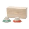 Floyd Mt. Fuji Couple Sake Cups, Blue & Red, Microwave-Safe, Gift Set of 2, Approximately 8cm, In Paulownia Wood Box, Made In Japan, FL06-00405