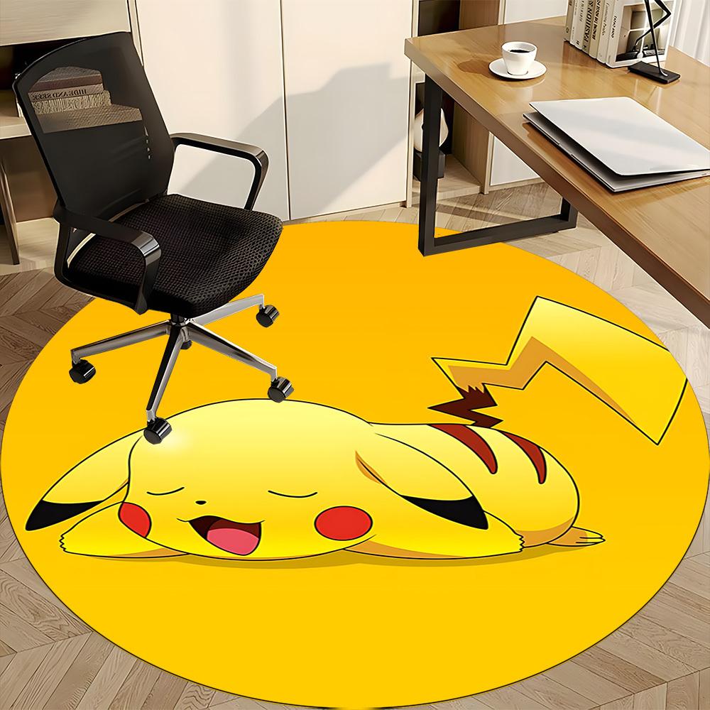 1pc Pikachu Sleep Office Round Area Rug, Indoor Mat Suitable For Office, Under Office Chairs Bedroom Living Room Home Decor, Room Deco