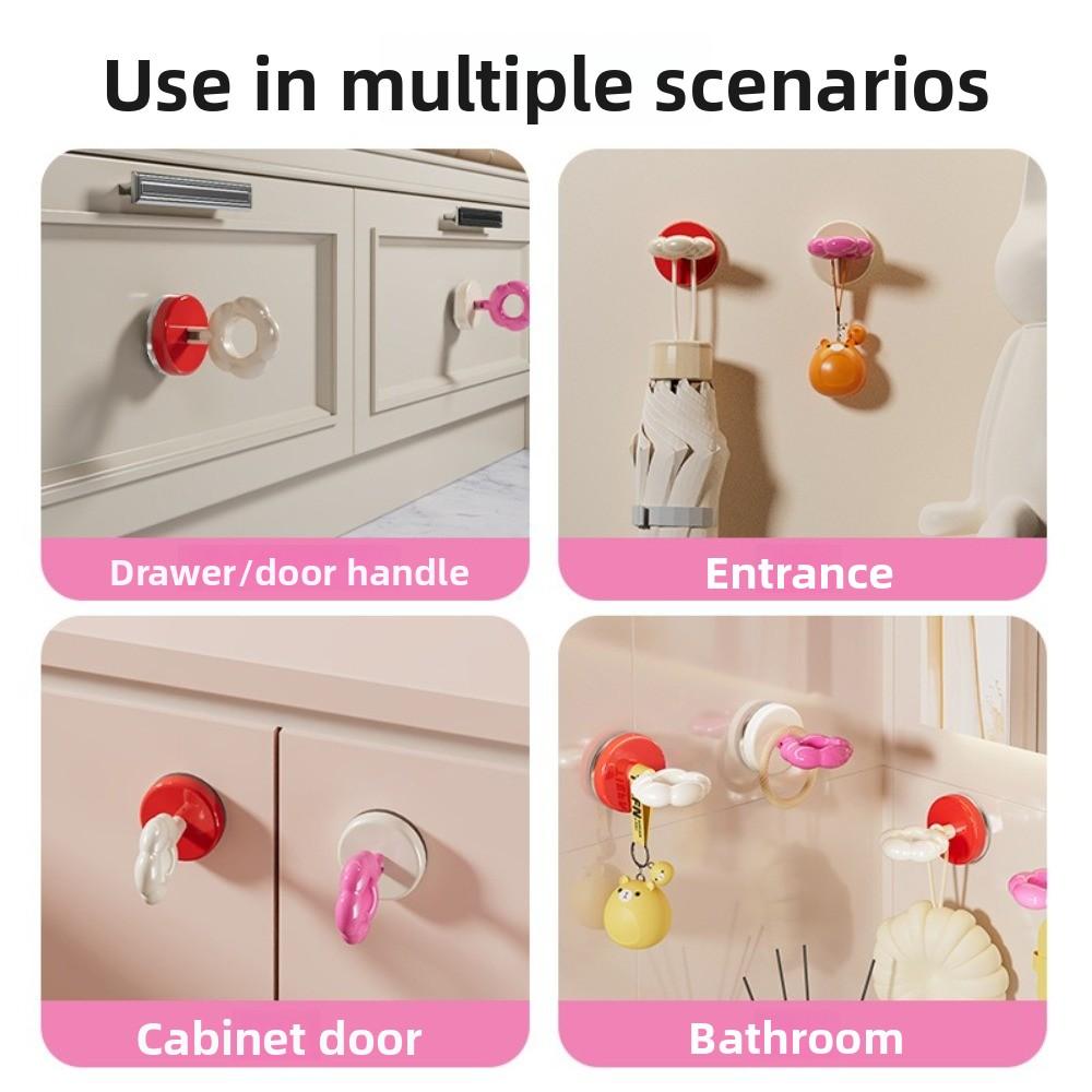 2pcs Detachable Rotating Suction Cup Hook Cream Color Adhesive-Free Bathroom Hook Portable Plastic Door Hook Bedroom Doors