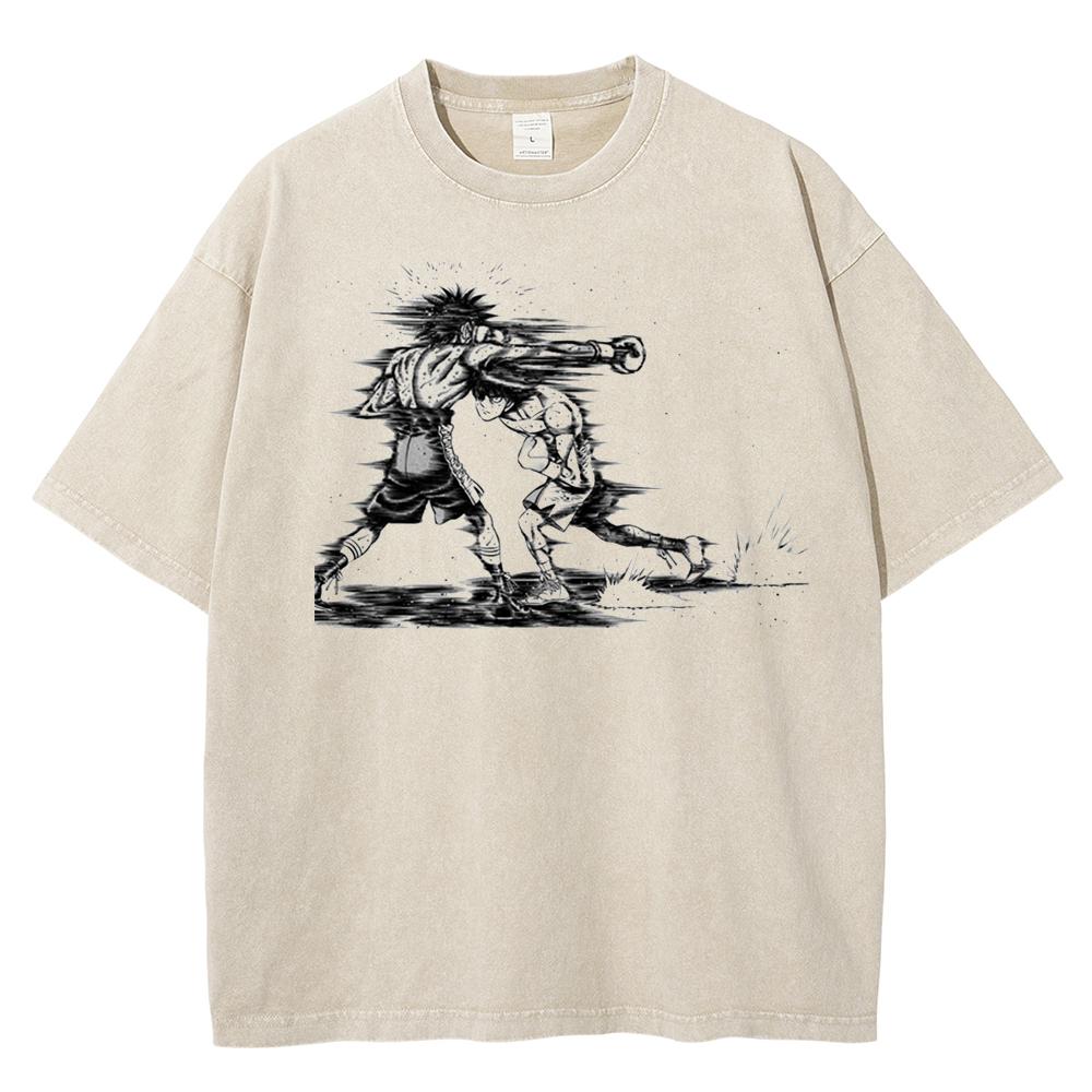 Men Women Hajime No Ippo Anime T Shirt Kamogawa Boxing Gym Makunouchi Takamura KGB Graphic Tshirt Male Washed Cotton Tshirts