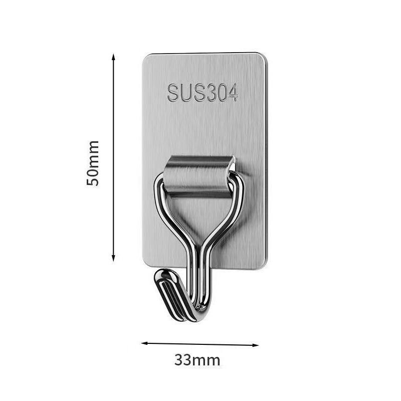 Seamless Adhesive Stainless Steel Hooks - No-Drill Wall Mount for Bathroom, Kitchen, Door, or Dorm Use