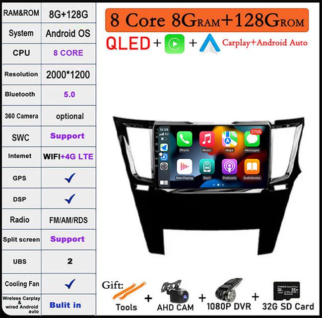 For Subaru Outback 4 BR Logacy 5 2009-2014 Car Radio Multimedia Video Player Auto GPS NavigationBluetooth WiFi QLED screen