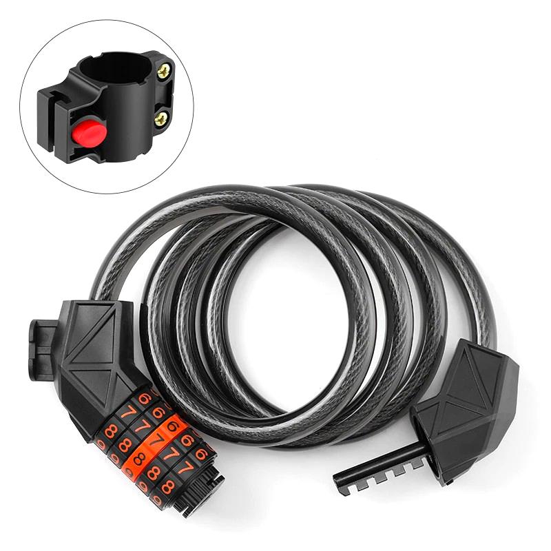 BG-4119 1.1m Bicycle Steel Cable Security Lock 5 Digit Password Anti-theft Bike Lock