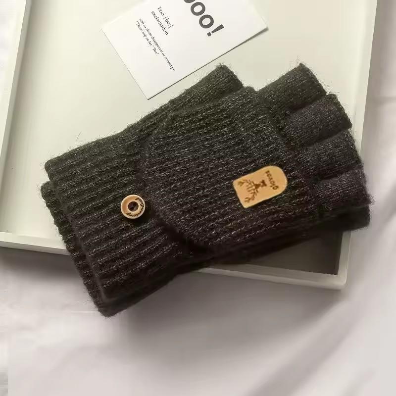 Winter Half Palm Warm Gloves,Indoor Outdoor Plush Knitted Gloves, Suitable for Indoor Writing Office Wear Decoration