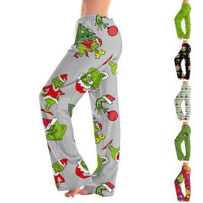 Womens Pajama Pants Sleepwear Casual Drawstring Elastic Waist Pants Comfy Straight Yoga Loose Trousers