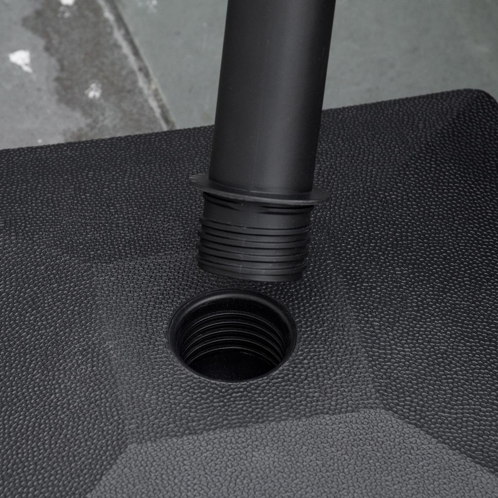 20kg Garden Parasol Base with Wheels Heavy Duty Sand or Water Filled Patio Umbrella Base for Outdoor Deck Beach Black