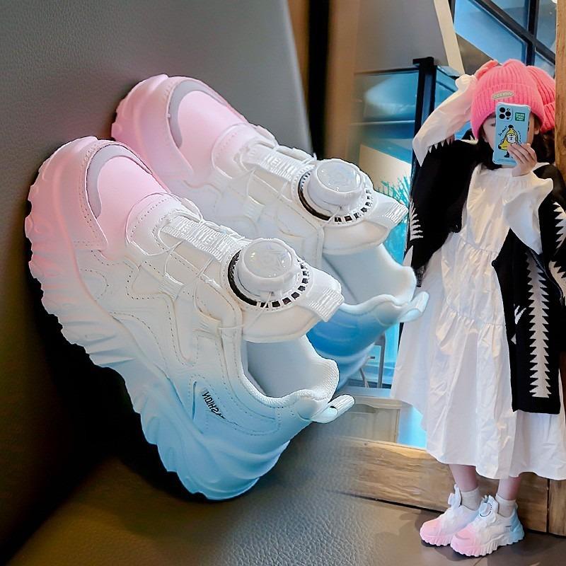 Dívčí boty Nové letní dětské boty s otočným knoflíkem Prodyšné síťované tenisky Pro velké dítě Tátovy boty