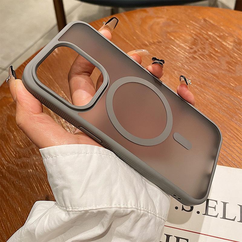 

For Magsafe Matte Armor Magnetic Wireless Charging Case For iPhone 11 14 15 16 Pro Max Plus Shockproof Translucent Cover For iPhone 16 тёмно-синий