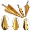 3Pcs Cloth Bag 3-12 4 -12 4-20MM HSS Straight Fluted Pagoda Step Drill Hex Shank Reamer Bit Set Titanium Coated Wood Metal Hole