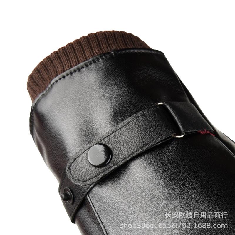 Leather gloves men's winter warm outdoor riding fleece thickened cold-proof women's touch screen cycling motorcycle gloves