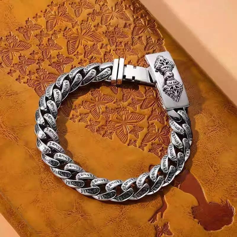 Nowe Stalowe Moździerzowe Bransoletki Kubańskie dla Mężczyzn, Stare Tajskie Modne Bransoletki, Modne Akcesoria