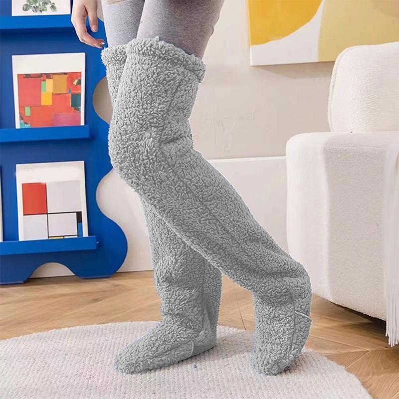 Over Knee High Fuzzy Long Socks Plush Stockings Leg Warmers Winter Home Sleeping Socks Keeping Warm Socks Christmas Gift