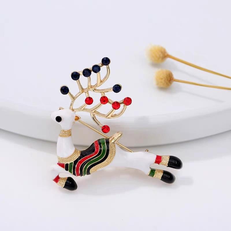 Christmas Elk Brooch Christmas Deer Brooch Lapel Pin Rhinestones Reindeer Brooch Pin Christmas Gift for Men Women Kid