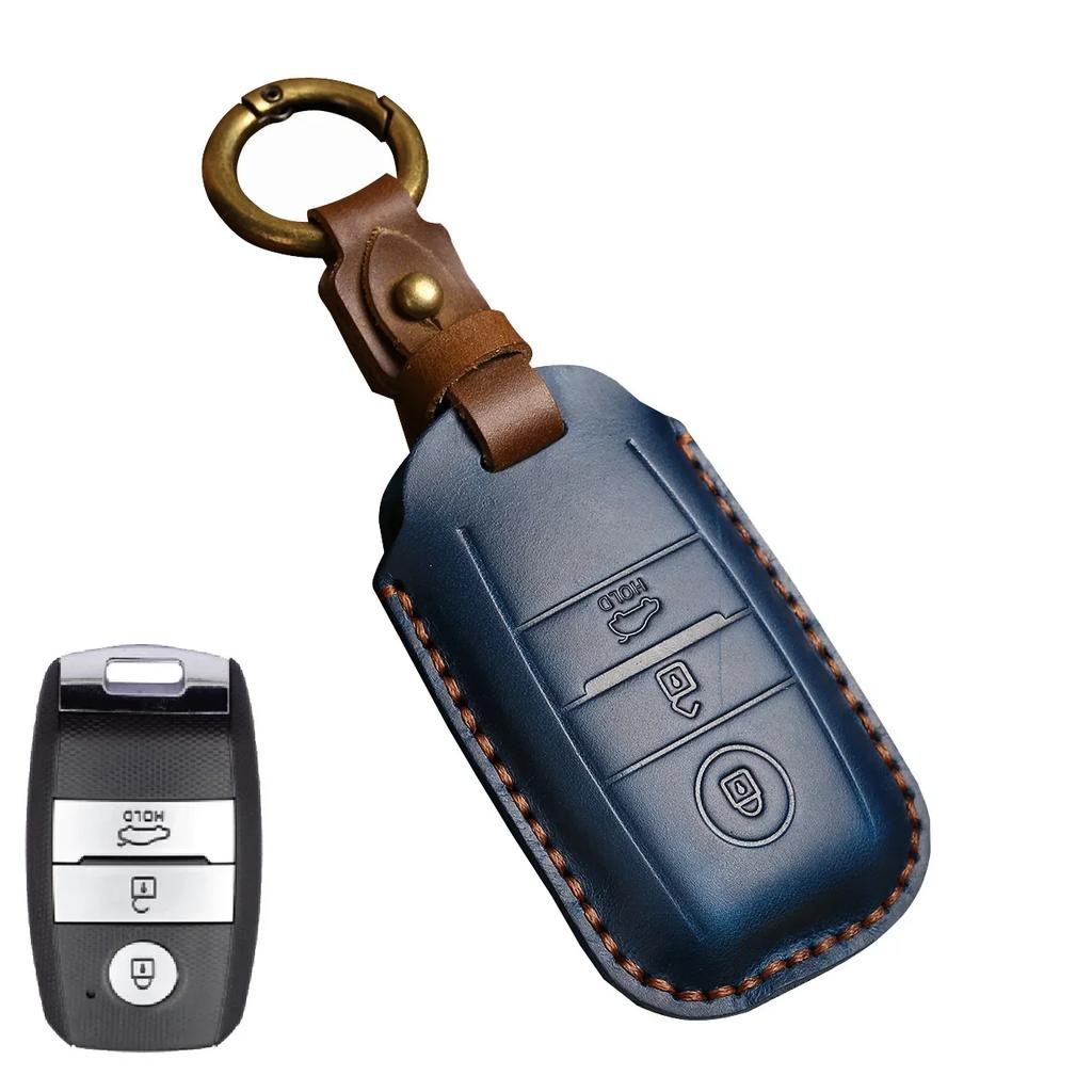 Leather 3 4 Button Car Remote Key Case Cover For Kia Sportage Cerato Optima K2 K3 K4 K5 Rio Picanto K2 Soul Sorento Ski Sedona