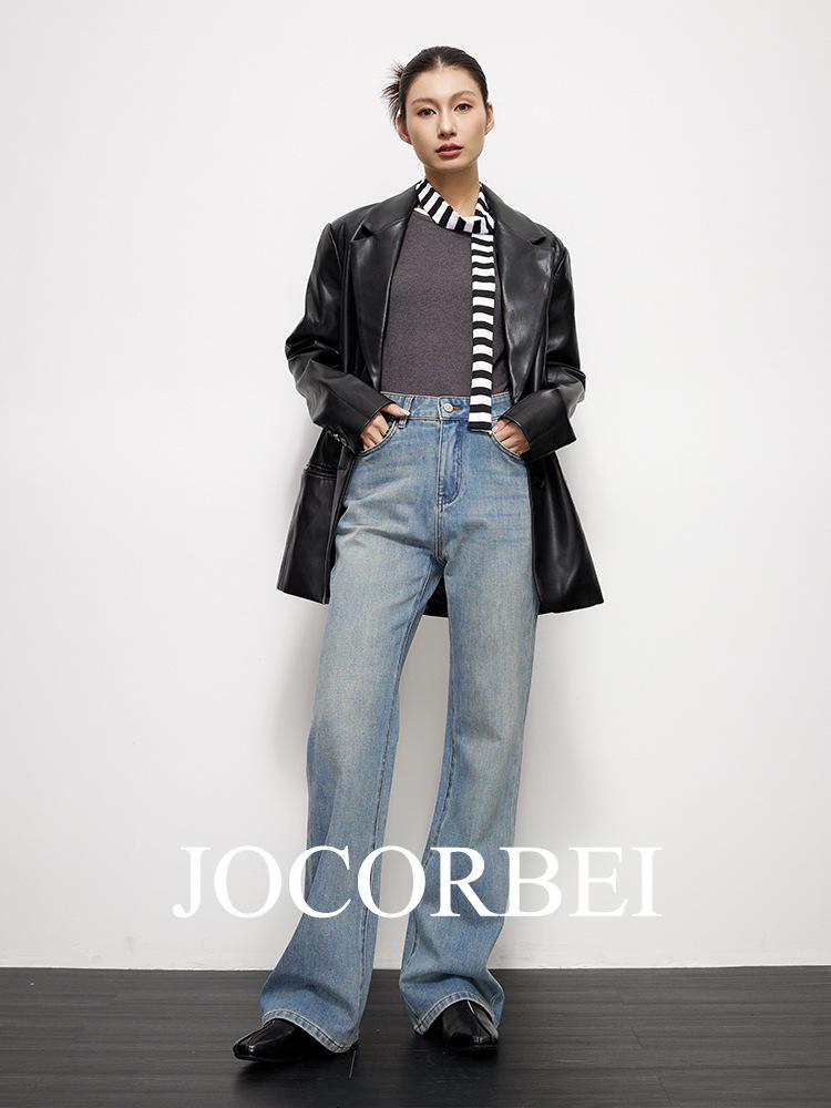 JOCORBEI Four-Way Stretch Retro High-Waisted Flare Denim Pants for Women