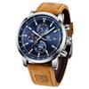 AKNIGHT Watch Genuine Leather Crystal Luminous Date Japanese Instruction Manual Men's - Stylish, Popular, Quartz, Strap, Chronograph, Display,