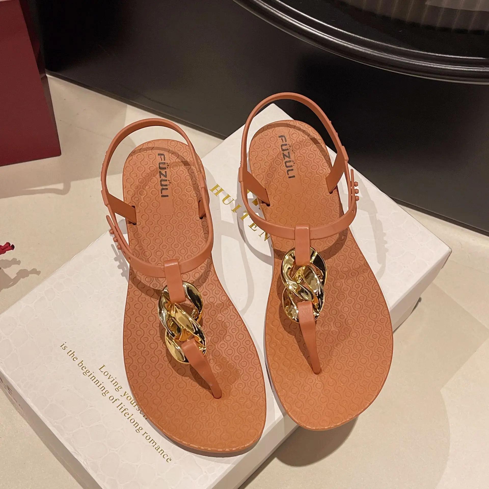 

Women s Sandals Outdoor Casual Sandals Metal Buckle Design Sandal Non Slip Flat Sandals for Women Summer Roman Sandalias 36-37