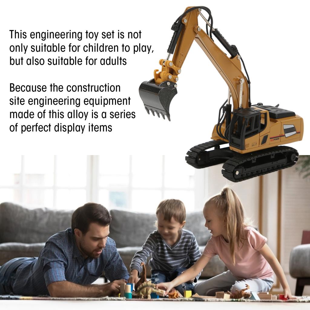Backhoe Loader Heavy Duty Wheeled Excavator Durable 1: 60 Scale Site Backhoe Digger for Kids Decoration