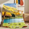 1Pc  New Da Vinci Farm Landscape Blanket - All-Season Soft Polyester Throw With Vibrant Autumnal Scenery, Machine Washable