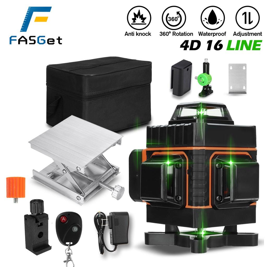 IP54 4D 16 Lines Green Laser Levels 360° Horizontal &Vertical Cross Lines With Auto Self-Leveling Super Powerful