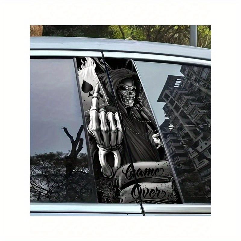 

Very Good-Looking and Interesting 2pcs Car Center Pillar Stickers, Personalized Creative B-Pillar Protective Film, Skull Poker Card Black Ace one-size разноцветный