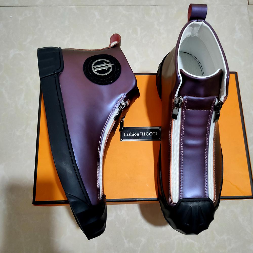 

New Men s Leather Shoes Korean Trend Comfortable Loafer Men Shoes British Men Sneakers Zapatos Hombre 44 фиолетовый