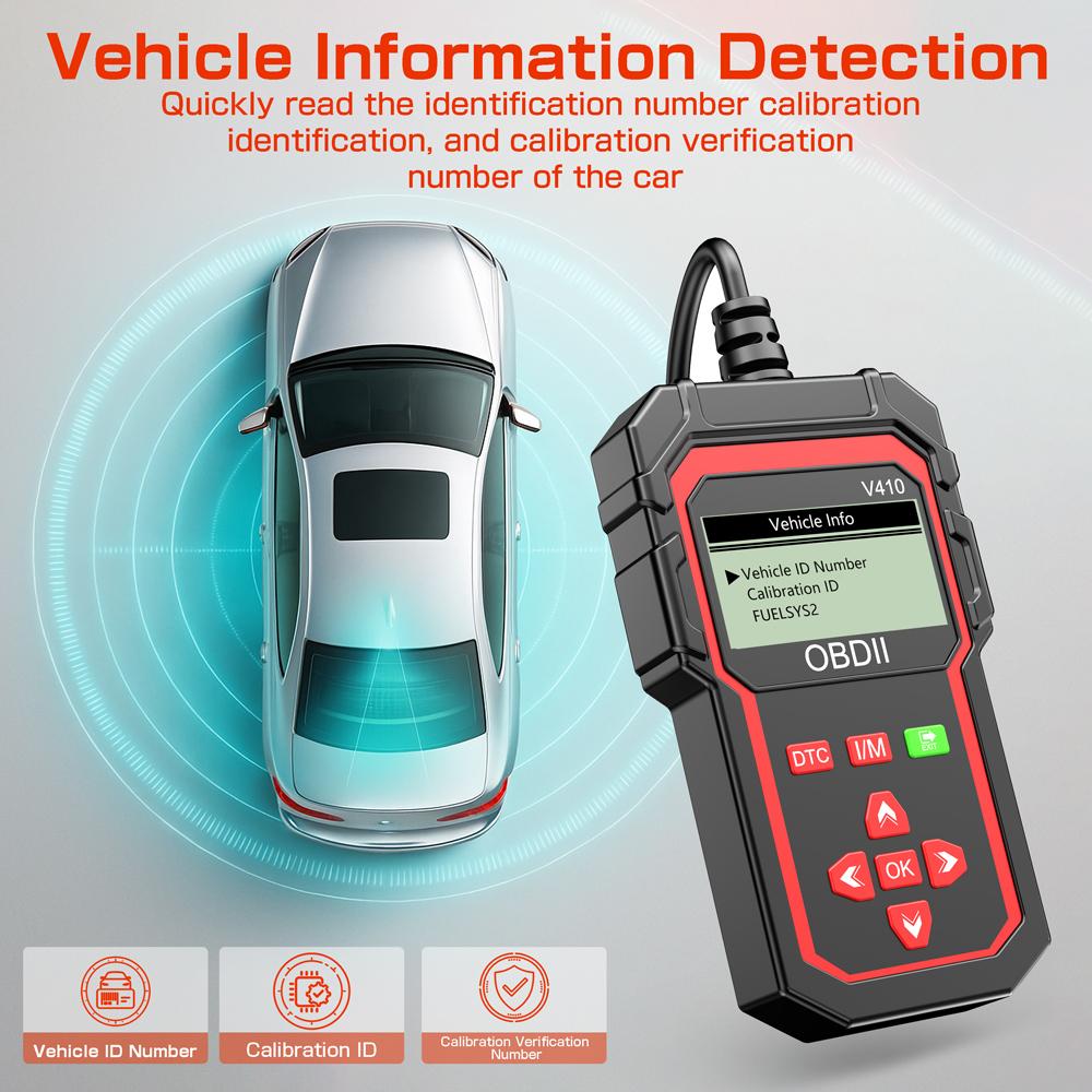OBDII EOBD Read/Clear Fault Code OBD2 Code Reader ELM 327 V410 Car Diagnostic Tools OBD2 Scanner Digital Display Auto Engine System Detection