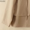 ZANZEA Women Hooded Collar Long Sleeve Patchwork Buttons Casual Hoodies Blouse