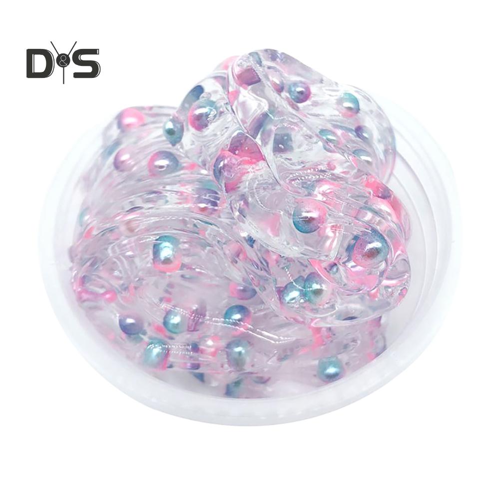 Clear Crystal Slime Multicolor Beads Fluffy Soft Clay Decompression Kids Toy
