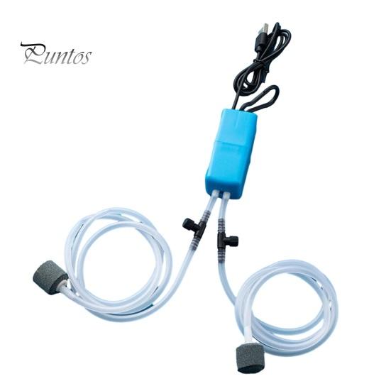 1 Set Oxygen Pump Dual Tube Design Mini Aquarium Air Pump Kit Ultra-Quiet USB Charging Pump for Fish
