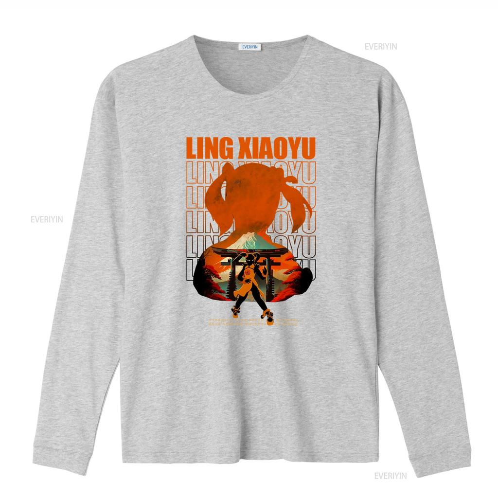 Tekken Ling Xiaoyu Japanese Style Heavyweight Crewneck T Shirt for Men and Women Vintage Washed Fashion Graphic