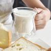 Clean Products Niedliche Kuh-Doppelschicht-Glasbecher für Milch, Saft, Kaffee, 250 ml, Milchkännchenbecher mit Henkel