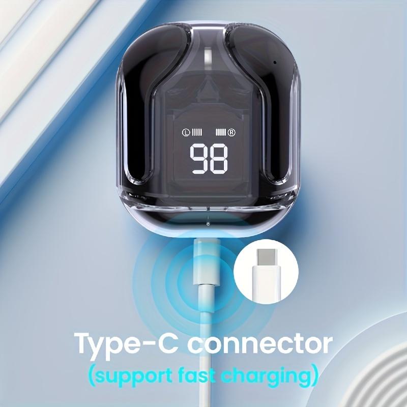 Transparent TWS Wireless Earbuds, Stereo Headphones, Sports Headphones, 8D Sound Quality, Dolby Sound Effect, Compatible with All Smartphones