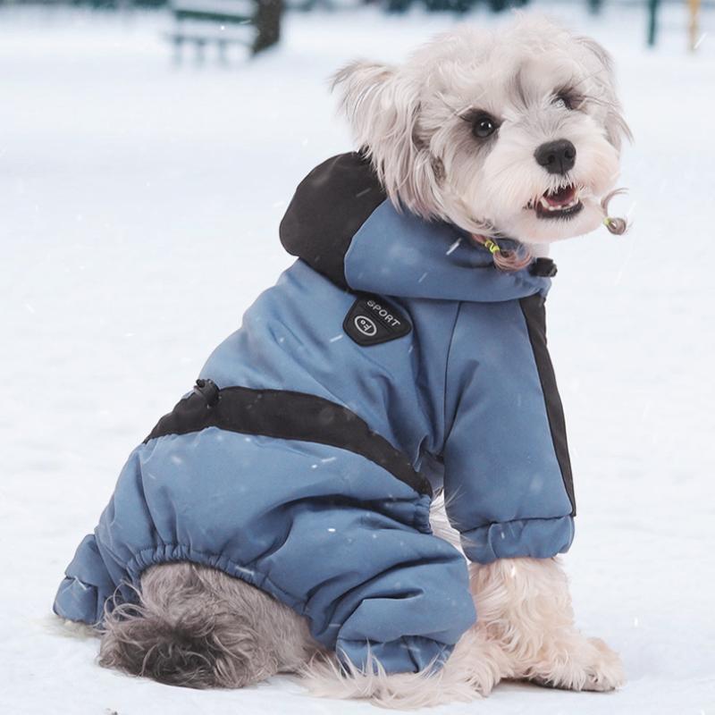 Autumn and Winter New Pet Dog Dog Clothes Teddy Than Bear Puppy Outdoor Four-legged Cotton-padded Clothes Warm Cotton-padded Clothes Hooded Sweater