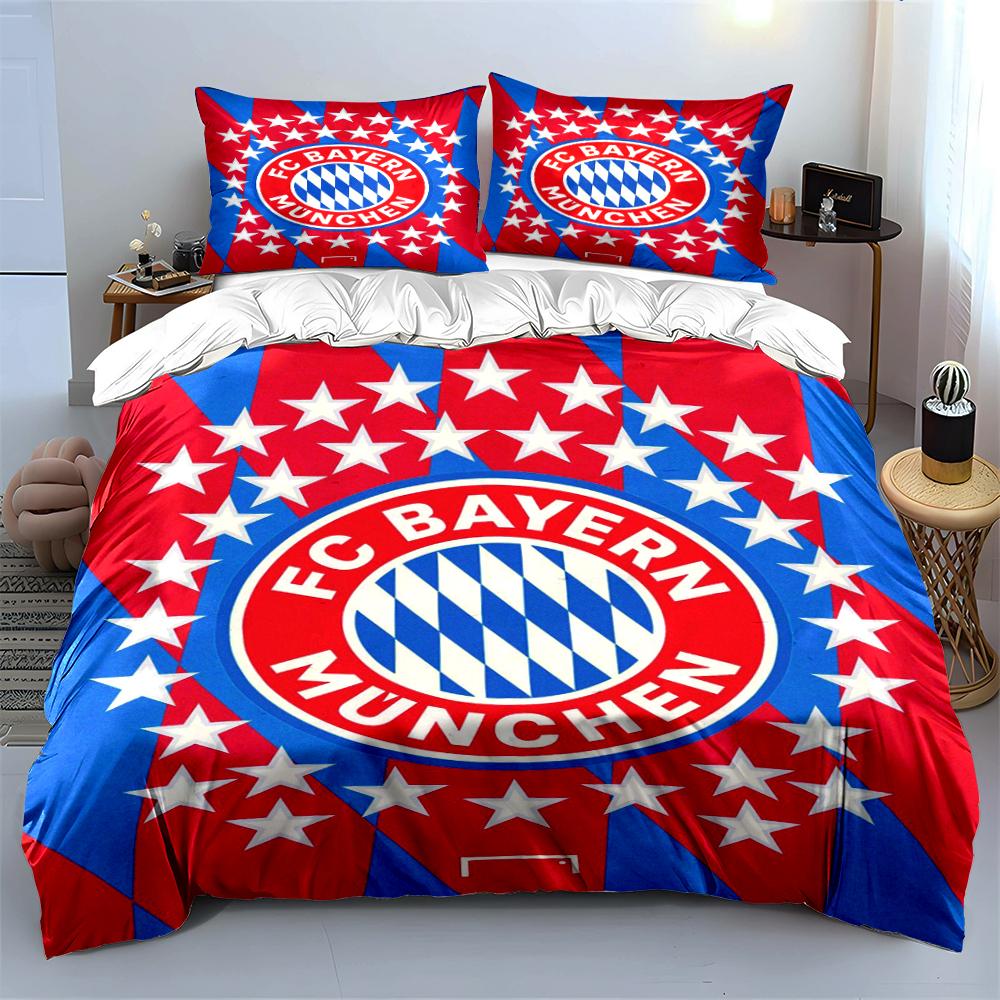 Bayern Munich Logo Bedding Set Bedding Duvet Cover Set Duvet Cover Pillowcases Home Decor (1 * Duvet Cover 2 * Pillowcases, Without Duvet Insert)