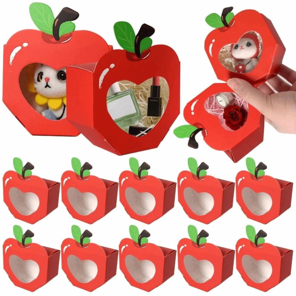 10Pcs Cute Transparent Window Candy Boxes Mini Party Favor Heart Gift Box Snack Paper Holder Graduation