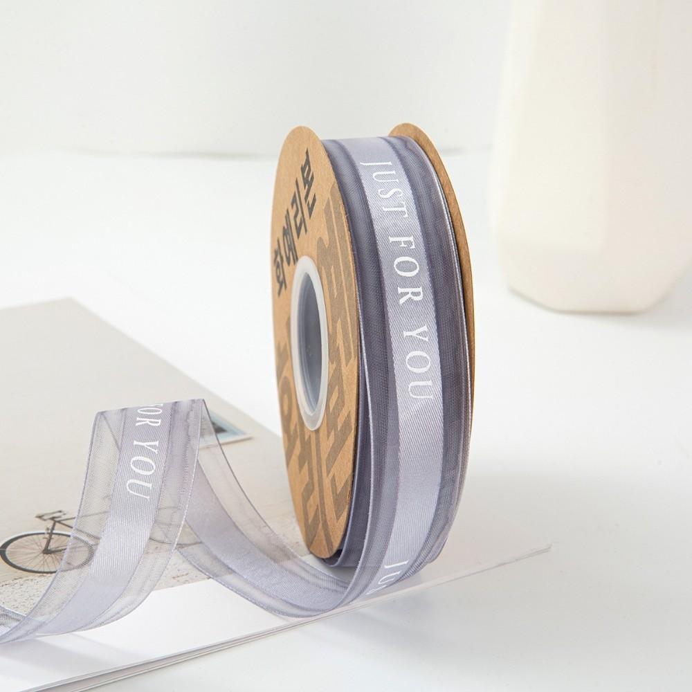 Decorative 1.1cm Chiffon Silk Ribbon "JUST FOR YOU" DIY Printed Ribbon Flexible Sheer Wrap Decor Ribbon Wedding Decoration