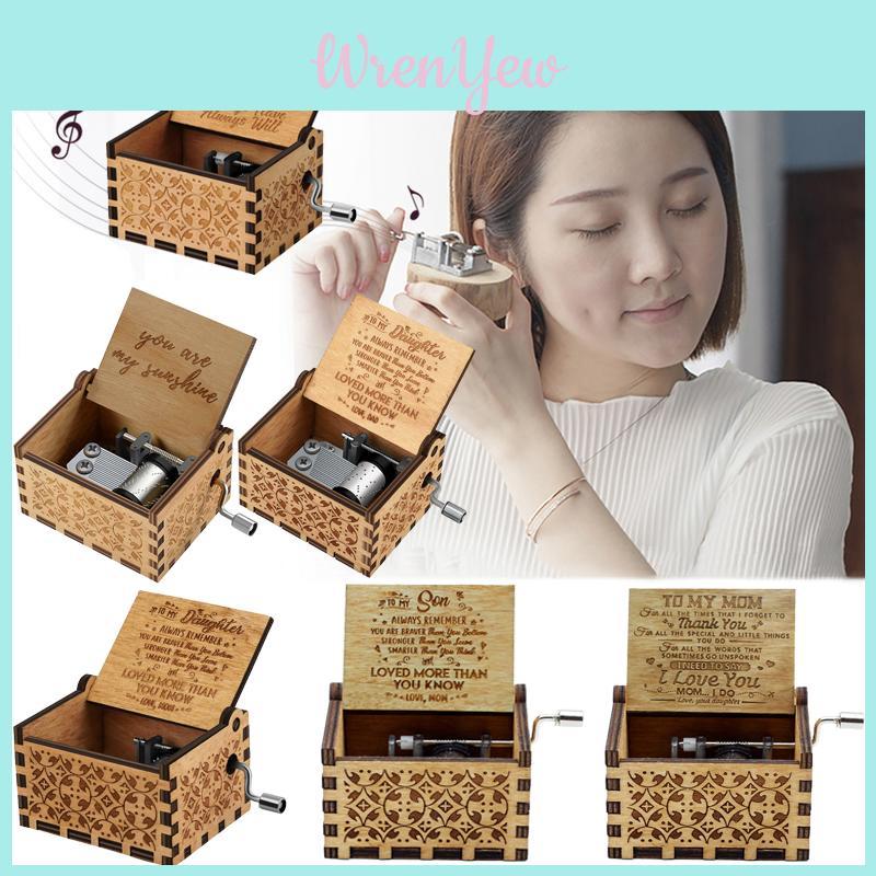 Exquisite Wooden Music Box For Mom/dad To Daughter Heartwarming You Are My Sunshine Keepsake