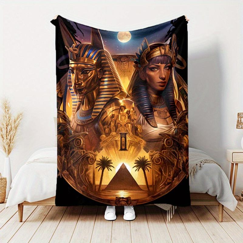 Egyptian Mystery Ancient Culture Pattern Print Art Blanket - Soft All-Season Multi-Purpose Throw for Sofa, Bed, Travel & Gift