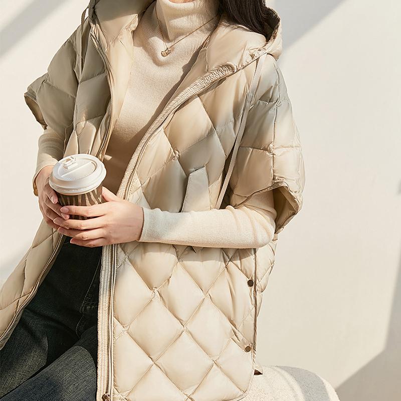 Podzim Zima Volná S Kapucí Dolní Vesta Dvojitý Zip Zesílená Vesta Svrchní Oblečení Dámská Dolní Teplá Vesta