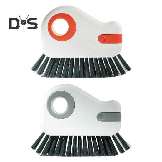 2 In 1 Window Track Cleaning Brush Hard Bristle Crevice Brush with Hidden Scraper Grout Cleaner Grip Brush