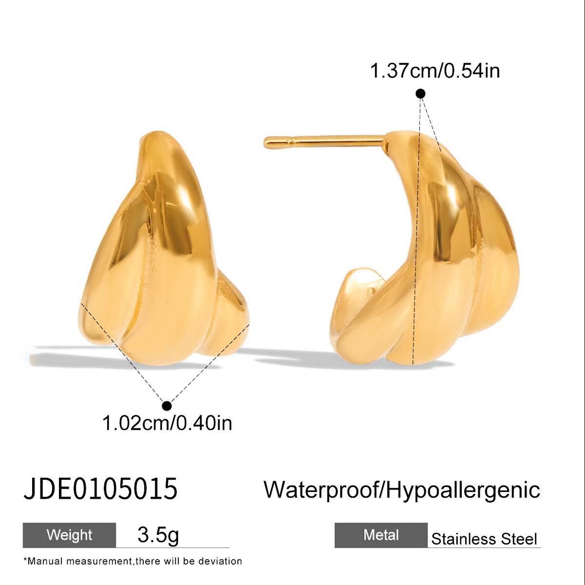 Design sense Classic style 18K gold glossy three-layer earrings Versatile ear jewelry