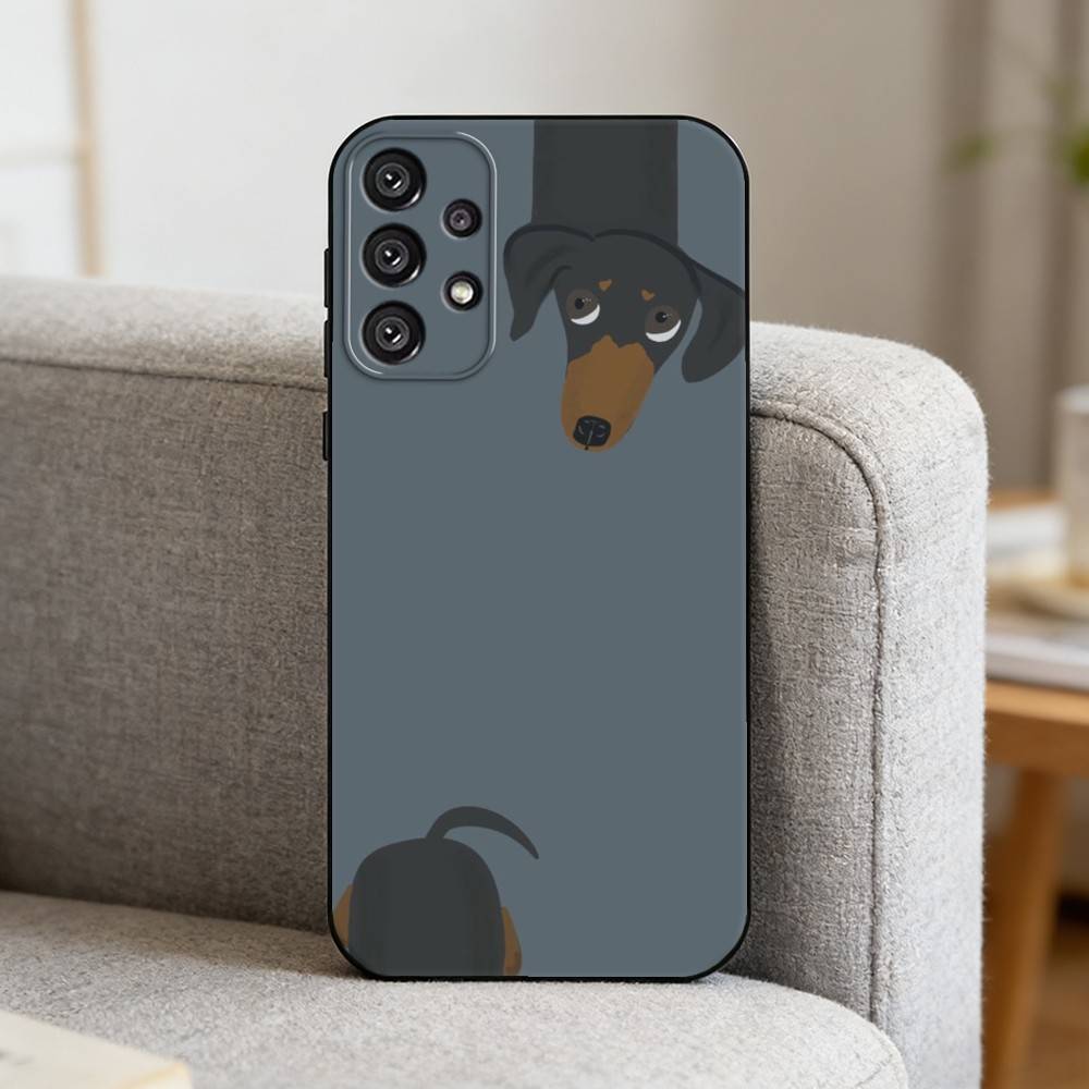 C-Cute Dachshund   Phone Case For Samsung S25,S24,S21,S22,S23,S30,Ultra,S20,Plus,Fe,Note,10,9,5G Black Cover