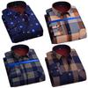 Men Spring Fall Shirt Formal Business Style Thick Plush Color Matching Plaid Print Vintage Soft Single-breasted Buttons Cardigan Plus Size Mid-aged