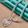 925 Sterling Silver Heart 18 Inch Pendant Necklace For Women Fashion Wedding Party Jewelry